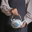 Elegant and White Porcelain Crane Teapot and Cups, ibuyxi.com