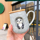 Animal Personality 3D Ceramic Spoon Lid Mug, ibuyxi.com