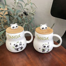 Cute Cartoon Panda Coffee Mug Lid & Spoon, ibuyxi.com