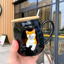 Animal Personality 3D Ceramic Spoon Lid Mug, ibuyxi.com