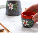 Stunning Flower Ceramic Japanese Sake Wine Set, ibuyxi.com