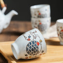 Elegant and White Porcelain Crane Teapot and Cups, ibuyxi.com