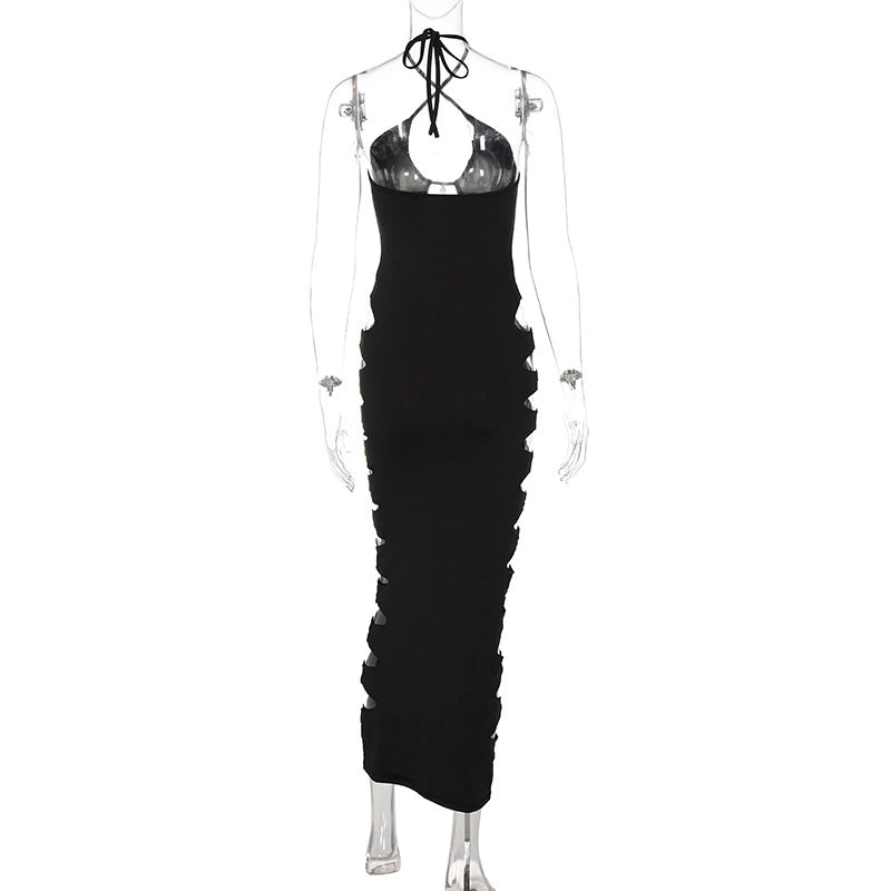 Halter Cutout Backless Bodycon Maxi Dress | iBuyXi Halter Cutout Backless Bodycon Maxi Dress | iBuyXi