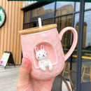 Animal Personality 3D Ceramic Spoon Lid Mug, ibuyxi.com