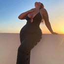 Halter Cutout Backless Bodycon Maxi Dress, IBUYXI.COM