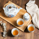 Elegant and White Porcelain Crane Teapot and Cups, ibuyxi.com