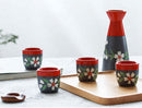 Stunning Flower Ceramic Japanese Sake Wine Set, ibuyxi.com