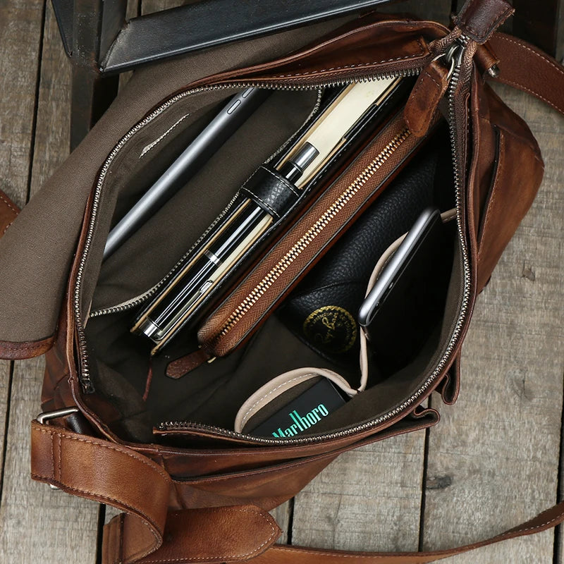 The Pioneer Vintage Leather Messenger Bag