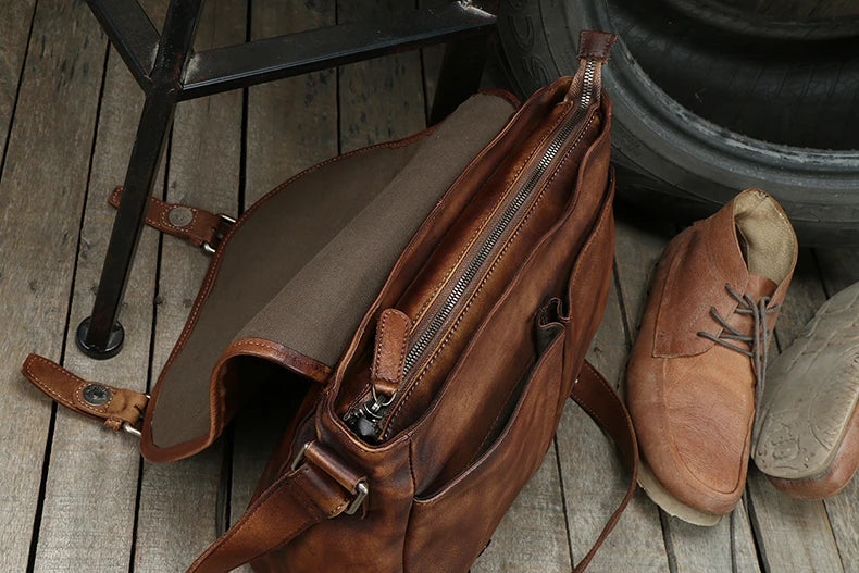 The Pioneer Vintage Leather Messenger Bag