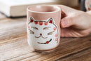 Cat Design Tea Set Pink Ceramic with 4 Cups + 1 Teapot - view 2