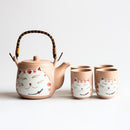 Cat Design Tea Set Pink Ceramic with 4 Cups + 1 Teapot - view 5