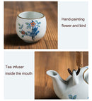 Exquisite White Flower and Bird Porcelain Tea Set, ibuyxi.com