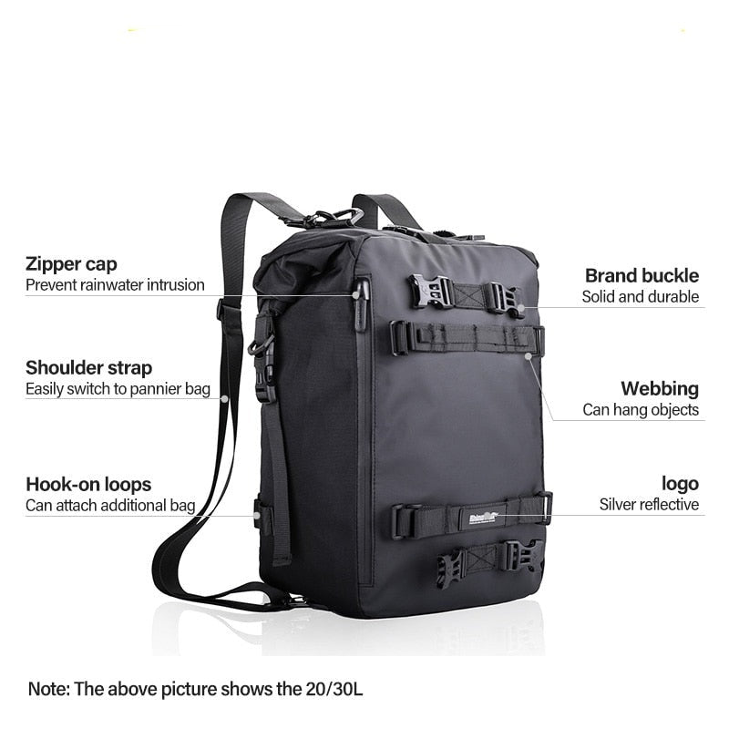 Waterproof Motorcycle Tail Bag with 10L/20L/30L, iBuyxi.com
