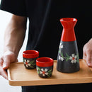 Stunning Flower Ceramic Japanese Sake Wine Set, ibuyxi.com