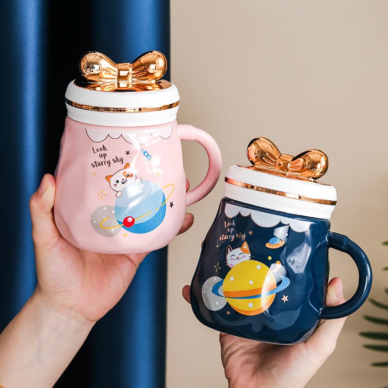 Creative Golden Bow Mug Ceramic Cup with Cover - view 8
