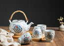 Elegant and White Porcelain Crane Teapot and Cups, ibuyxi.com