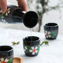 Stunning Flower Ceramic Japanese Sake Wine Set, ibuyxi.com