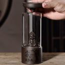 Meditation Monk Backflow Incense Burner + Free 5 Incense Cones,Glass Cover Ceramic Crafts Teahouse Ornaments Home Decor  Censer - ibuyxi.com