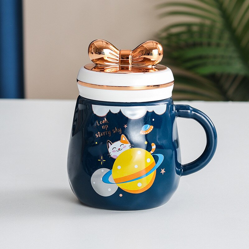Creative Golden Bow Mug Ceramic Cup with Cover - view 5