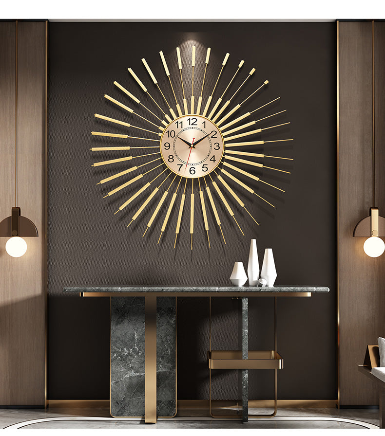 Luxury Iron Wall Light Clock For Home Decor, iBuyXi.com