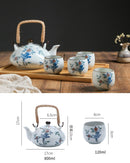 Exquisite White Flower and Bird Porcelain Tea Set, ibuyxi.com