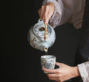 Elegant and White Porcelain Crane Teapot and Cups, ibuyxi.com