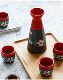 Stunning Flower Ceramic Japanese Sake Wine Set, ibuyxi.com