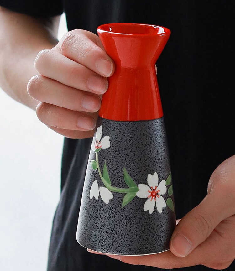 Stunning Flower Ceramic Japanese Sake Wine Set, ibuyxi.com