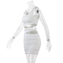 Hollow Out One Shoulder Sleeveless Crop Top Mini Dress, ibuyxi.com