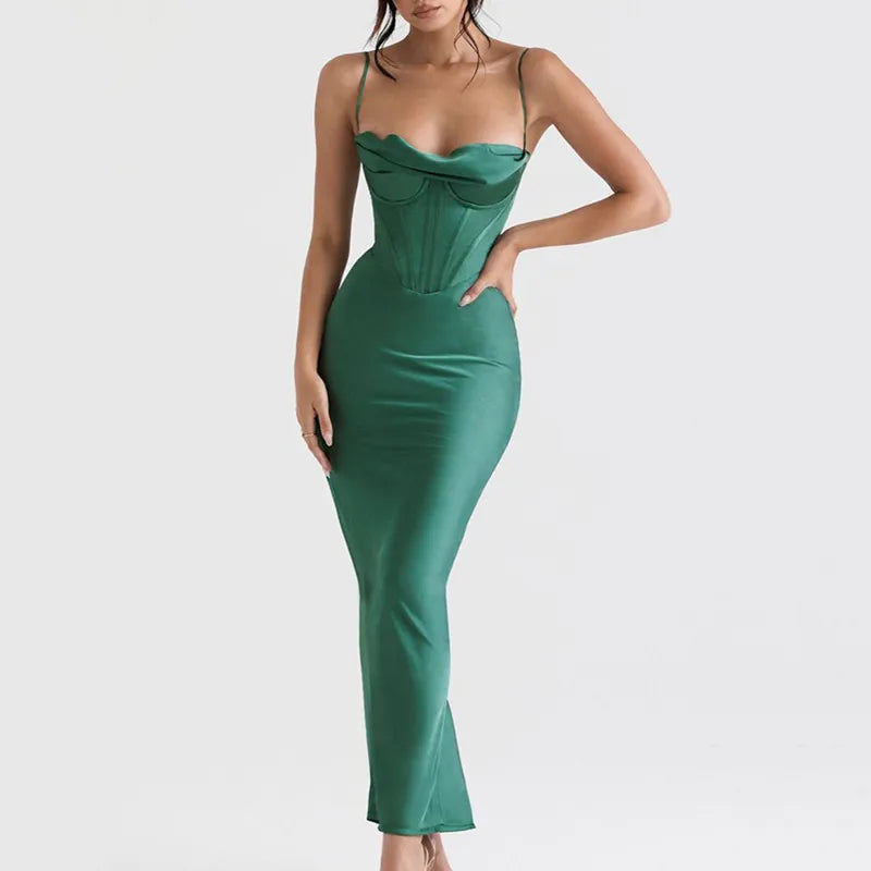 satin maxi bodycon dress Xander Blue Satin Maxi Dress - US 12