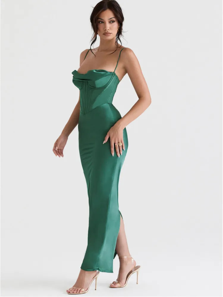 Mozizen Satin Backless Maxi Bodycon Dress, ibuyxi.com