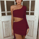 One Shoulder Fashion Fall Ruched Dress, ibuyxi.com