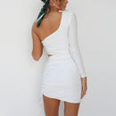 One Shoulder Fashion Fall Ruched Dress, ibuyxi.com