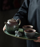 Simple Tea Set With Lotus Pond Design - view 9