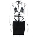 Lace Up And Backless Mini Dress Outfit, iBuyXi.com