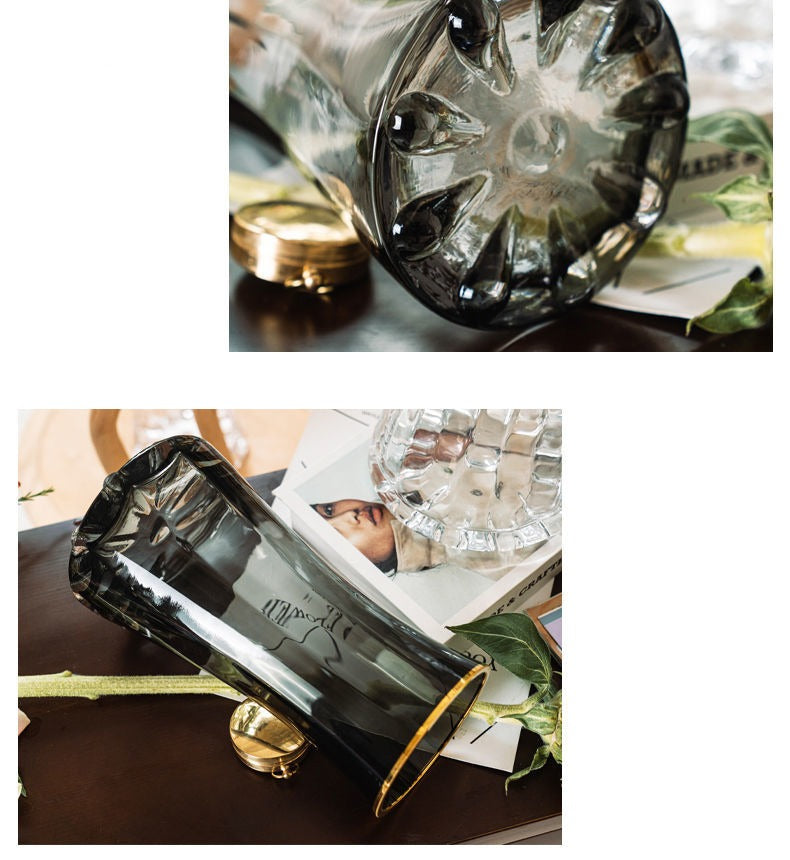 Luxury Gold Tinted Creative Transparent Glass Vase, ibuyxi.com