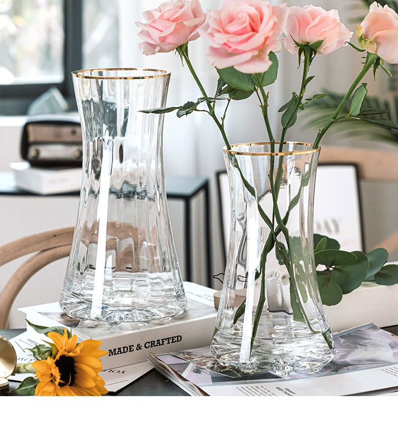 Luxury Gold Tinted Creative Transparent Glass Vase, ibuyxi.com