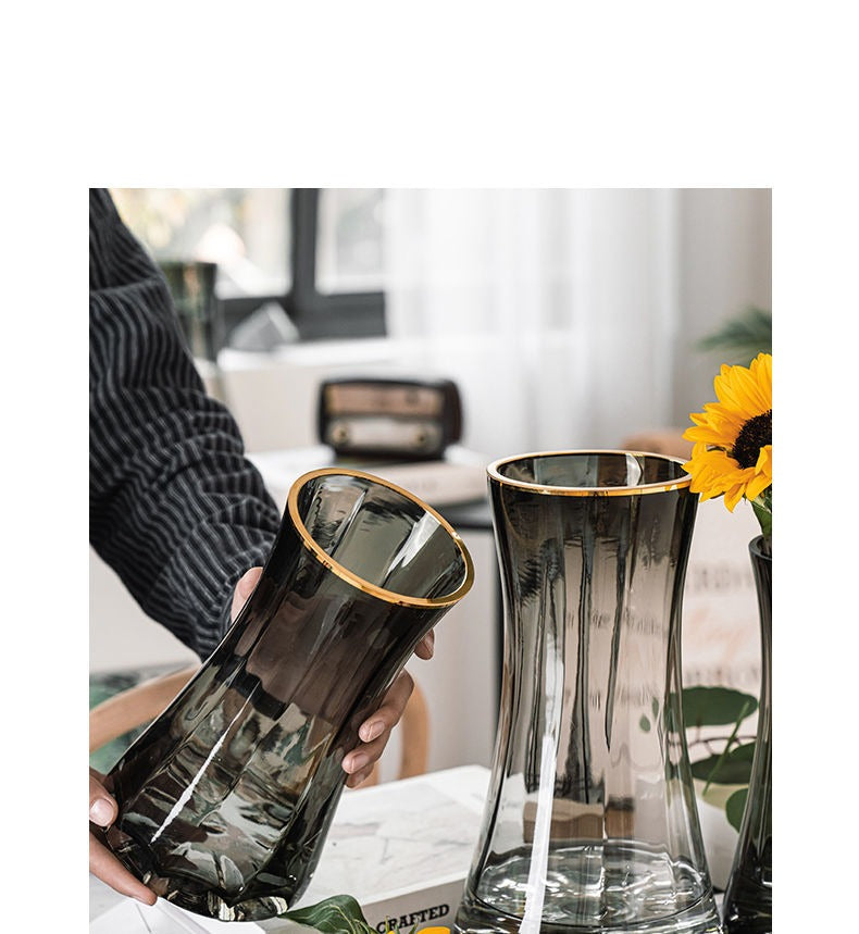 Luxury Gold Tinted Creative Transparent Glass Vase, ibuyxi.com