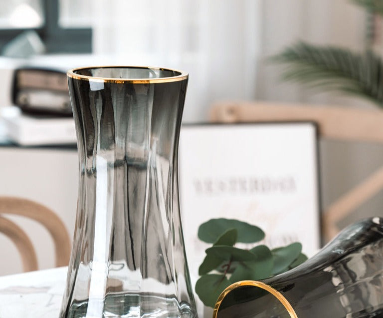 Luxury Gold Tinted Creative Transparent Glass Vase, ibuyxi.com