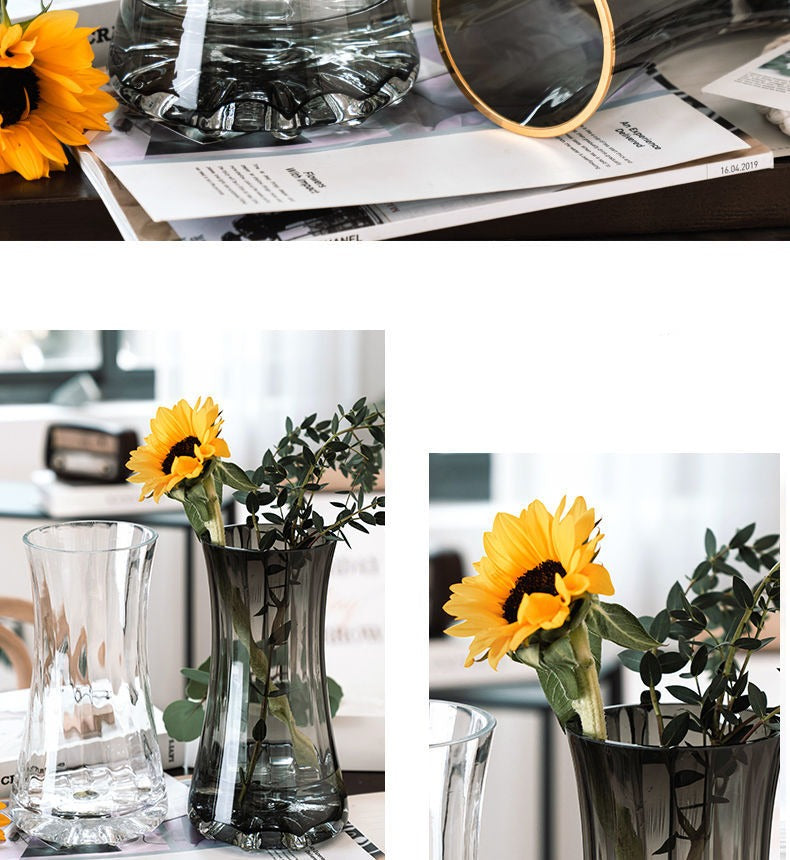 Luxury Gold Tinted Creative Transparent Glass Vase, ibuyxi.com