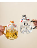 Unique 3D Dog Glass Mug Spoon Lid Gift, ibuyxi.com