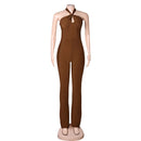 Brown Halter Backless Bodycon Dress, ibuyxi.com