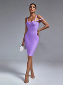 Elegant Lilac Spaghetti Strap Bodycon Dress, iBuyxi.com