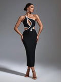 Elegant Black Cut Out Midi Bodycon Outfit, ibuyxi.com