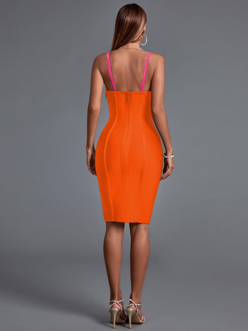 Gorgeous And Elegant Orange Bodycon Dress, ibuyxi.com