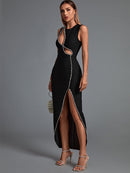 Black Bodycon Crystal Bandage Outfit, ibuyxi.com