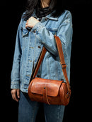 Round Vintage Leather Satchel
