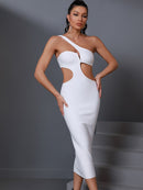 White Cut Out Midi Backless Bodycon Dress, ibuyxi.com