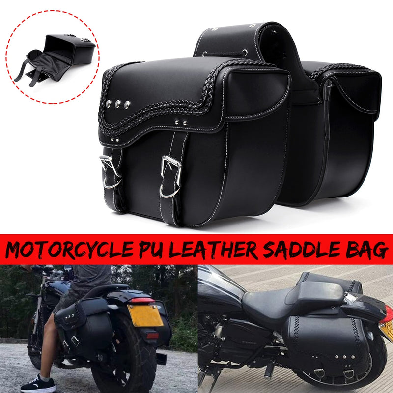 Universal Fit PU Leather Motorcycle Saddlebag, ibuyxi.com