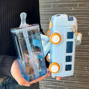 Tritan Straw Bus Water Bottle for Kids, iBuyXi.com